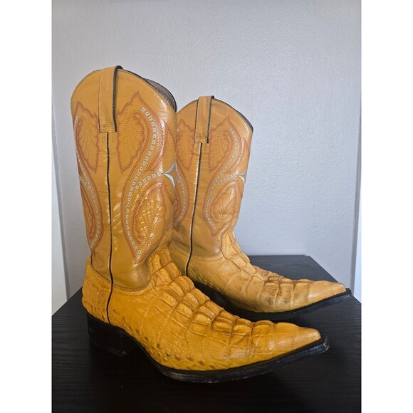 Yellow, vintage old rider cowboy boots. Size 6 - Picture 3 of 12
